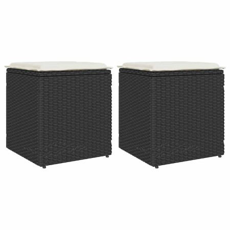 Taburetes de jardín con cojines 2 uds negro 40x40x43 cm de , Otomanas de exterior - Ref: Foro24-4104039, Precio: 128,70 €, De...