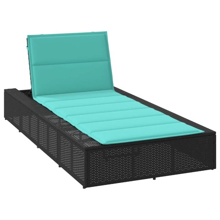 Tumbona con cojín flotante ratán sintético negro de , Tumbonas - Ref: Foro24-4104210, Precio: 212,65 €, Descuento: %