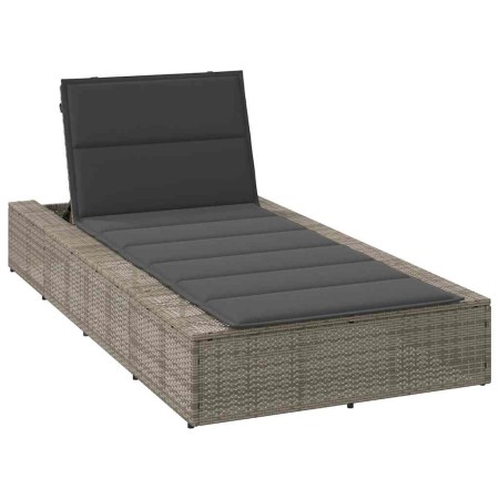 Tumbona con cojín flotante ratán sintético gris de , Tumbonas - Ref: Foro24-4104204, Precio: 218,79 €, Descuento: %