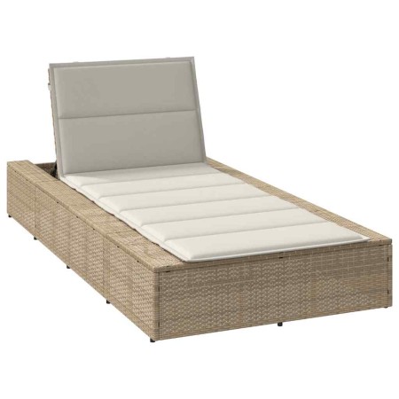 Tumbona con cojín flotante ratán sintético beige de , Tumbonas - Ref: Foro24-4104206, Precio: 204,39 €, Descuento: %