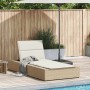Tumbona con cojín flotante ratán sintético beige de , Tumbonas - Ref: Foro24-4104206, Precio: 204,39 €, Descuento: %