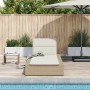 Tumbona con cojín flotante ratán sintético beige de , Tumbonas - Ref: Foro24-4104206, Precio: 204,39 €, Descuento: %
