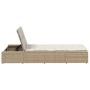 Tumbona con cojín flotante ratán sintético beige de , Tumbonas - Ref: Foro24-4104206, Precio: 204,39 €, Descuento: %