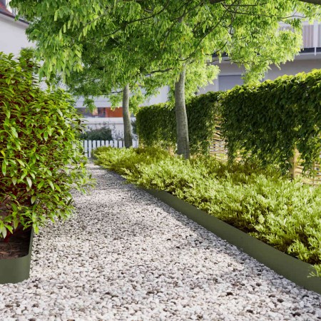 Bordes césped 10 uds acero laminado frío verde oliva 15x103 cm de , Ribetes y bordes para jardín - Ref: Foro24-860145, Precio...