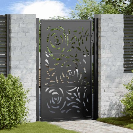 Puerta de jardín diseño llama acero negro 105x155 cm de , Puertas de jardín - Ref: Foro24-4100991, Precio: 221,41 €, Descuent...