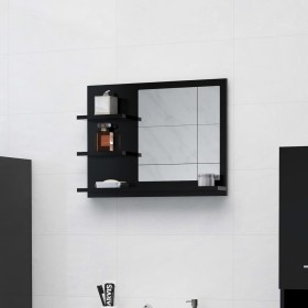 Espejo de baño madera contrachapada negro 60x10,5x45 cm de vidaXL, Tocadores de baño - Ref: Foro24-805007, Precio: 35,54 €, D...