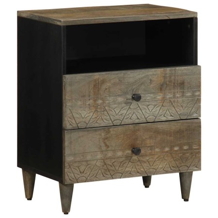 Mesita de noche madera maciza de mango gris claro 50x33x60 cm de , Mesitas de noche - Ref: Foro24-4017802, Precio: 101,18 €, ...
