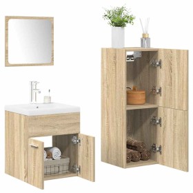 Juego de muebles de baño 4 pzas contrachapada roble Sonoma de , Muebles de baño - Ref: Foro24-3325026, Precio: 202,45 €, Desc...