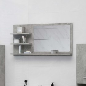 Espejo de baño madera contrachapada gris hormigón 90x10,5x45 cm de vidaXL, Tocadores de baño - Ref: Foro24-805019, Precio: 42...