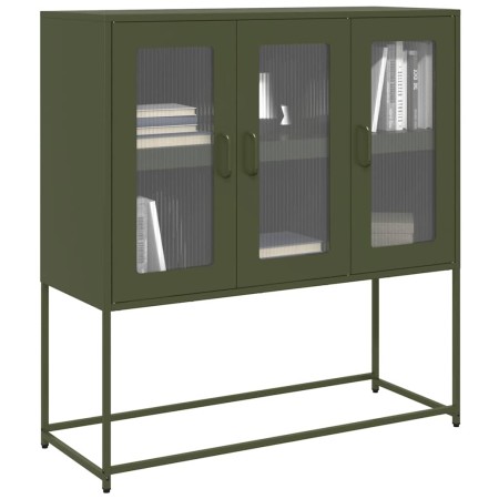 Aparador de acero laminado en frío verde oliva 100,5x39x107 cm de , Aparadores - Ref: Foro24-853408, Precio: 134,66 €, Descue...