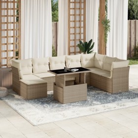 Set de sofás de jardín 9 pzas con cojines ratán sintético beige en Conjuntos de jardín | Comprar online en Foru.es
