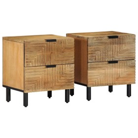 Mesitas de noche 2 uds madera maciza de mango marrón 40x33x46cm de , Mesitas de noche - Ref: Foro24-4017719, Precio: 154,26 €...