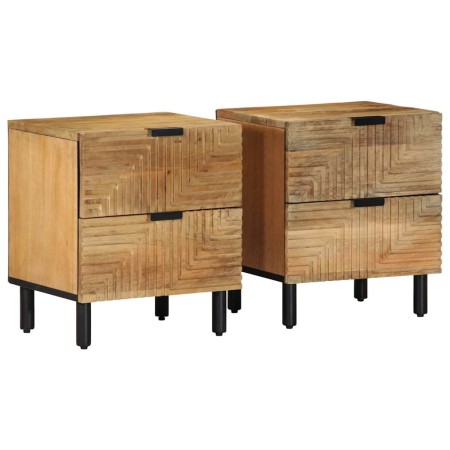 Mesitas de noche 2 uds madera maciza de mango marrón 40x33x46cm de , Mesitas de noche - Ref: Foro24-4017719, Precio: 154,26 €...