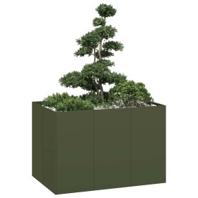 Jardinera acero verde oliva 120x80x80 cm de , Maceteros y jardineras - Ref: Foro24-860790, Precio: 123,98 €, Descuento: %
