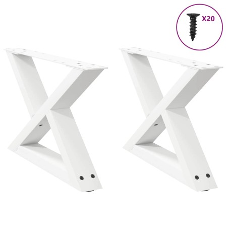 Patas para mesa de centro 2unidades acero blanco 60x(30-31,3)cm de , Patas para mesas - Ref: Foro24-4012689, Precio: 73,42 €,...