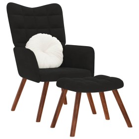Sillón de relax con reposapiés terciopelo negro de , Sillones - Ref: Foro24-4016827, Precio: 104,91 €, Descuento: %