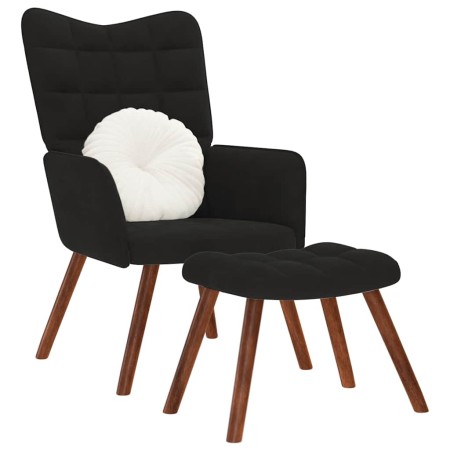 Sillón de relax con reposapiés terciopelo negro de , Sillones - Ref: Foro24-4016827, Precio: 104,91 €, Descuento: %