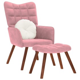 Sillón de relax con reposapiés terciopelo rosa de , Sillones - Ref: Foro24-4016825, Precio: 156,31 €, Descuento: %