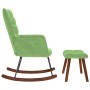 Mecedora con taburete de terciopelo verde claro de , Mecedoras - Ref: Foro24-4016846, Precio: 140,30 €, Descuento: %