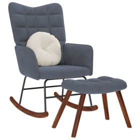 Mecedora con taburete de terciopelo gris oscuro de , Mecedoras - Ref: Foro24-4016844, Precio: 143,45 €, Descuento: %