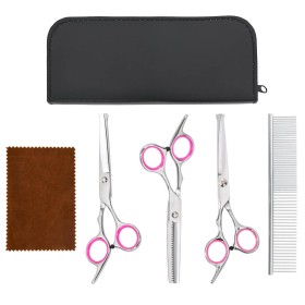 Set de tijeras de peluquería canina 4 piezas acero inoxidable de , Cortapelos para mascotas - Ref: Foro24-4101328, Precio: 24...