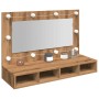 Mueble con espejo y LED roble artesanal 90x31,5x62 cm de , Tocadores de baño - Ref: Foro24-857006, Precio: 79,65 €, Descuento: %