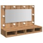 Mueble con espejo y LED roble artesanal 90x31,5x62 cm de , Tocadores de baño - Ref: Foro24-857006, Precio: 79,65 €, Descuento: %