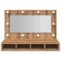 Mueble con espejo y LED roble artesanal 90x31,5x62 cm de , Tocadores de baño - Ref: Foro24-857006, Precio: 79,65 €, Descuento: %