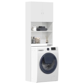 Armario lavadora madera ingeniería blanco brillante 64x24x190cm de , Accesorios para lavadoras y secadoras - Ref: Foro24-8611...