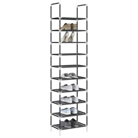 Zapatero 10 niveles negro 44x28x180 cm tejido no tejido de , Zapateros y organizadores de calzado - Ref: Foro24-4100620, Prec...