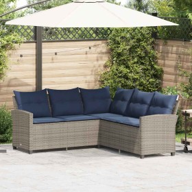 Sofá en forma de L con cojines ratán sintético gris de , Conjuntos de jardín - Ref: Foro24-365419, Precio: 328,64 €, Descuent...