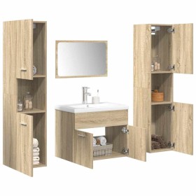 Juego de muebles de baño 5 pzas madera ingeniería roble Sonoma de , Muebles de baño - Ref: Foro24-3325030, Precio: 288,19 €, ...
