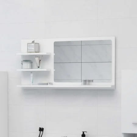 Espejo de baño madera contrachapada blanco 90x10,5x45 cm de vidaXL, Tocadores de baño - Ref: Foro24-805015, Precio: 36,77 €, ...