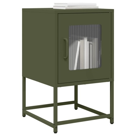 Mesita de noche de acero laminado verde oliva 36x39x60,5 cm de , Mesitas de noche - Ref: Foro24-853330, Precio: 52,78 €, Desc...