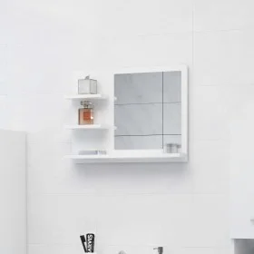 Espejo de baño madera contrachapada blanco brillo 60x10,5x45 cm de vidaXL, Tocadores de baño - Ref: Foro24-805012, Precio: 43...