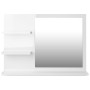 Espejo de baño madera contrachapada blanco brillo 60x10,5x45 cm de vidaXL, Tocadores de baño - Ref: Foro24-805012, Precio: 44...