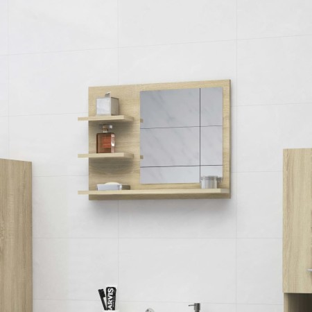 Espejo de baño madera contrachapada roble Sonoma 60x10,5x45 cm de vidaXL, Tocadores de baño - Ref: Foro24-805009, Precio: 32,...