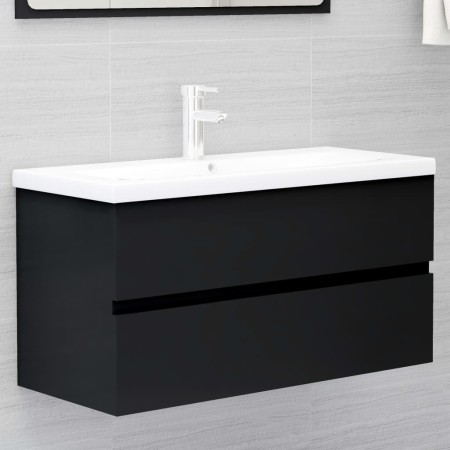 Armario para lavabo madera contrachapada negro 90x38,5x45 cm de vidaXL, Muebles de baño - Ref: Foro24-804756, Precio: 52,66 €...