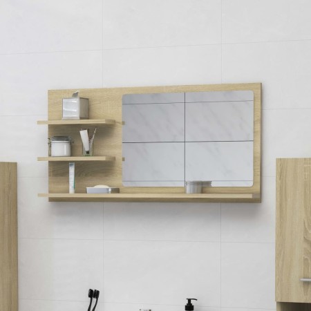 Espejo de baño madera contrachapada roble Sonoma 90x10,5x45 cm de vidaXL, Tocadores de baño - Ref: Foro24-805018, Precio: 43,...