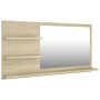 Espejo de baño madera contrachapada roble Sonoma 90x10,5x45 cm de vidaXL, Tocadores de baño - Ref: Foro24-805018, Precio: 43,...