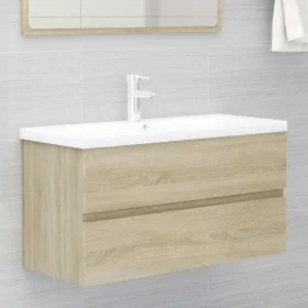 Armario lavabo madera contrachapada roble Sonoma 90x38,5x45 cm de vidaXL, Muebles de baño - Ref: Foro24-804758, Precio: 45,58...
