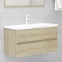 Armario lavabo madera contrachapada roble Sonoma 90x38,5x45 cm de vidaXL, Muebles de baño - Ref: Foro24-804758, Precio: 45,81...