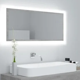 Espejo de baño LED acrílico gris hormigón 100x8,5x37 cm de vidaXL, Tocadores de baño - Ref: Foro24-804944, Precio: 54,23 €, D...
