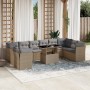 Set de sofás de jardín 11pzas con cojines ratán sintético beige en Conjuntos de jardín | Comprar online en Foru.es