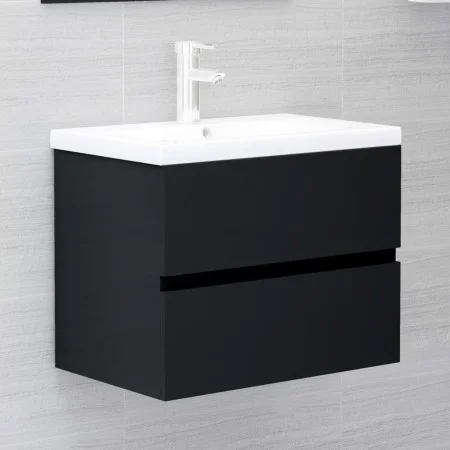 Waschbeckenunterschrank aus schwarzem Sperrholz, 60 x 38,5 x 45 cm von vidaXL, Badezimmermöbel - Ref: Foro24-804738, Preis: 4...