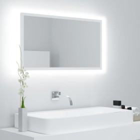 Espejo de baño LED acrílico blanco 80x8,5x37 cm de vidaXL, Tocadores de baño - Ref: Foro24-804924, Precio: 62,44 €, Descuento: %