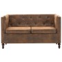 Sofá Chesterfield de 2 plazas tapizado tela aspecto ante marrón de , Sofás - Ref: Foro24-247156, Precio: 354,20 €, Descuento: %