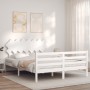 Estructura de cama matrimonio con cabecero madera maciza blanco de vidaXL, Camas y somieres - Ref: Foro24-3195292, Precio: 13...