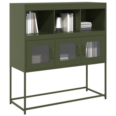 Aparador de acero laminado en frío verde oliva 100,5x39x107 cm de , Aparadores - Ref: Foro24-853420, Precio: 121,63 €, Descue...