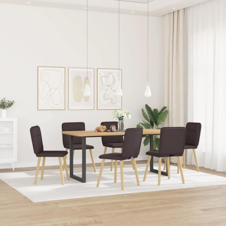 Sillas de comedor 6 unidades tela marrón oscuro de , Sillas de comedor - Ref: Foro24-3315594, Precio: 302,95 €, Descuento: %